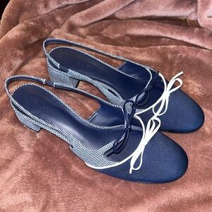 Charles & Keith Dori sling back low heels with double bows